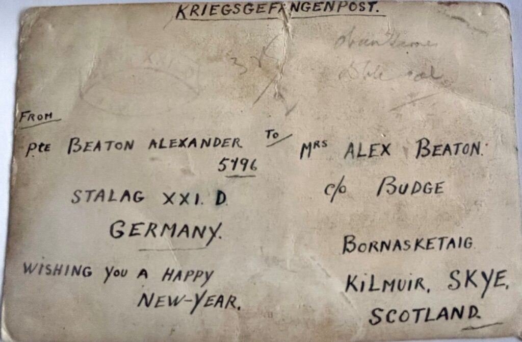 Handwritten post from German POW camp