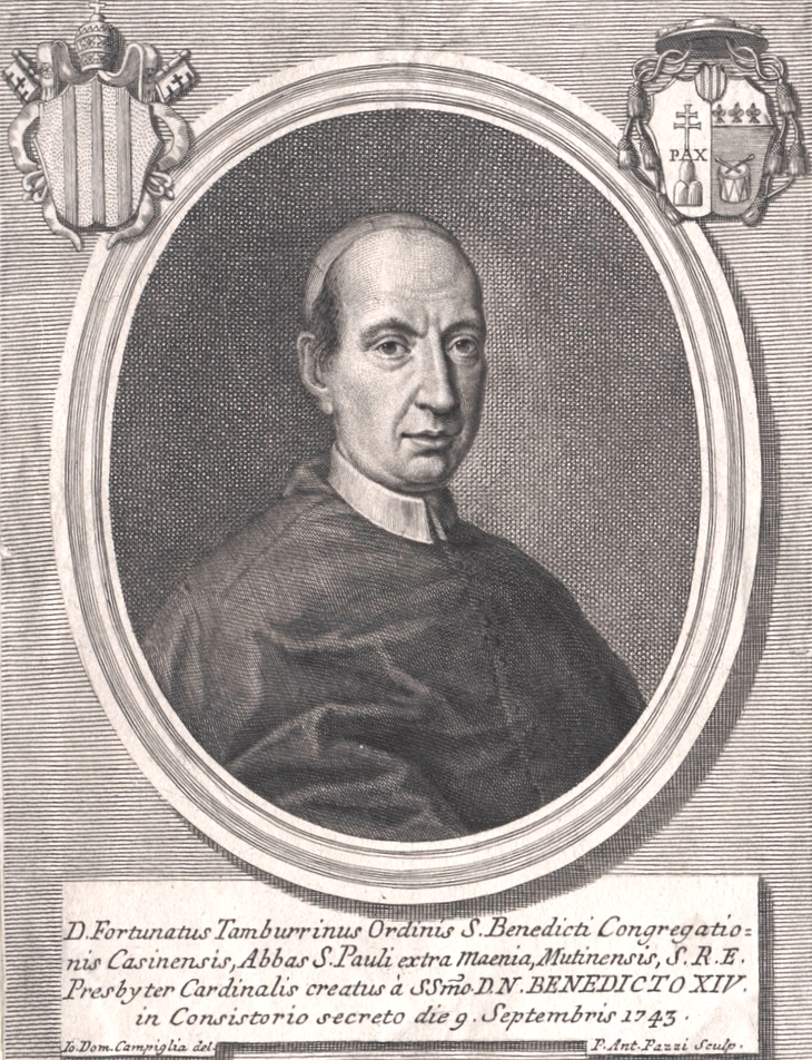 A black and white print etched. of a bald cleric