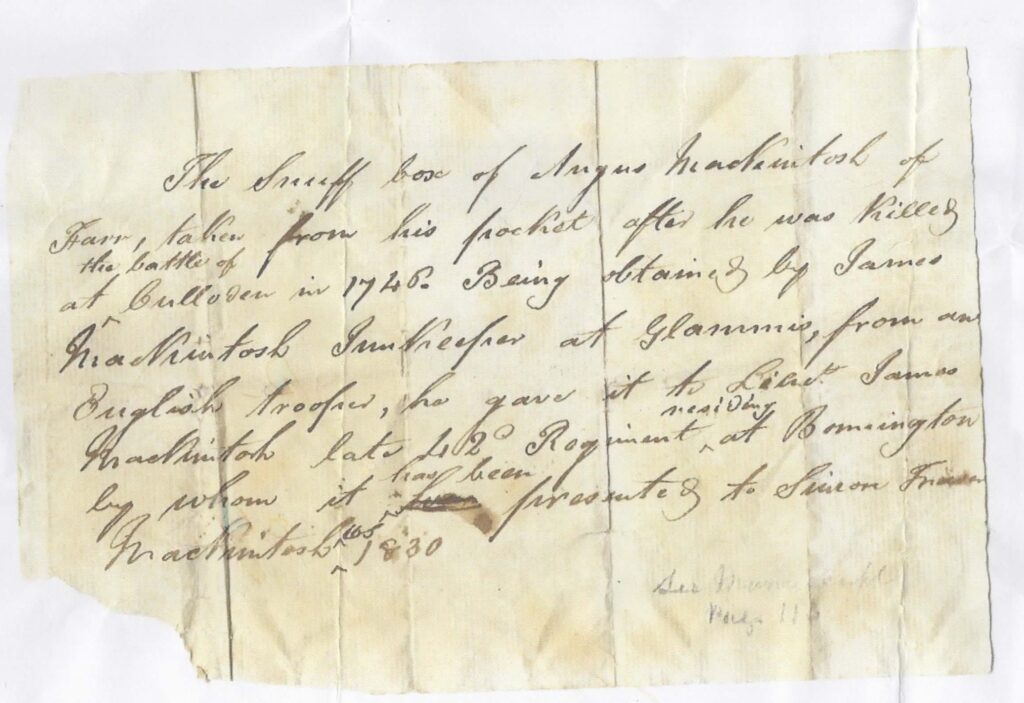 A handwritten note